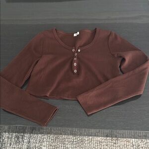 Garage Chocolate Long Sleeve Crop Top